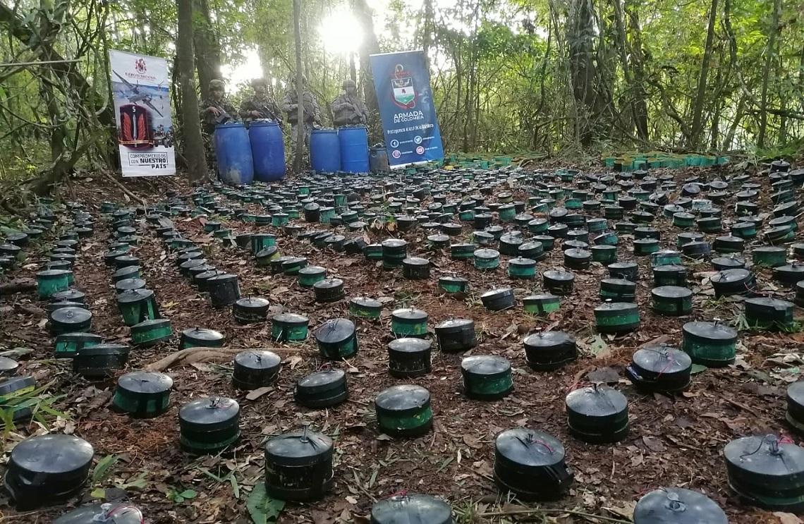 Hallan más de mil minas antipersona de una disidencia de las FARC en Putumayo, Colombia