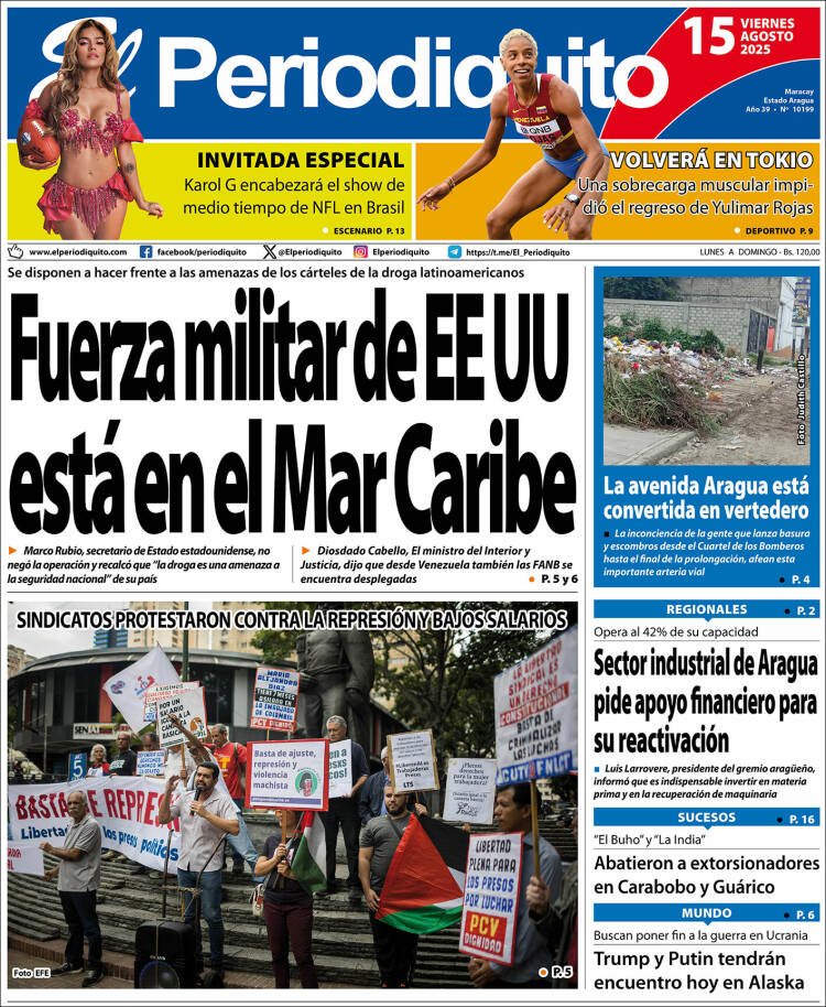 Titulares de la prensa nacional para este viernes 15 de agosto