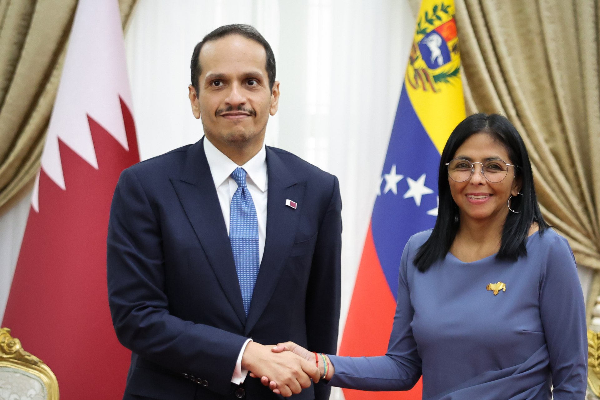 Presidenta (E) Delcy Rodríguez recibió al Primer Ministro de Qatar